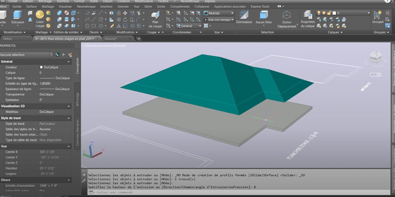 réaliser plan de toiture sur autocad